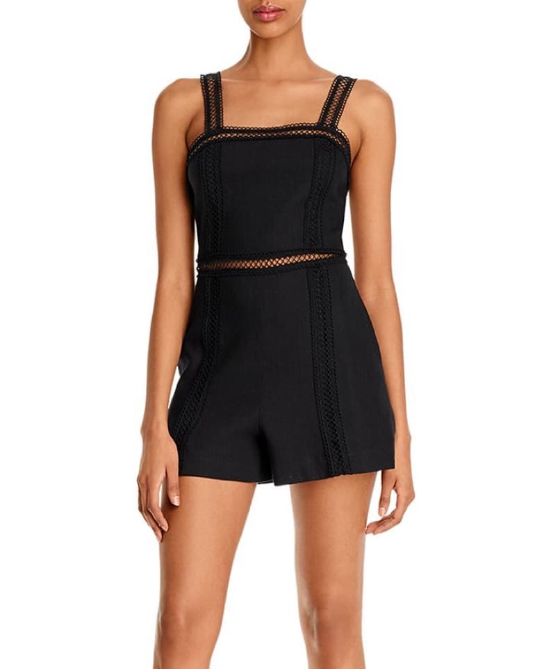 Alice + Olivia Black Square Neck Romper  - Image 2