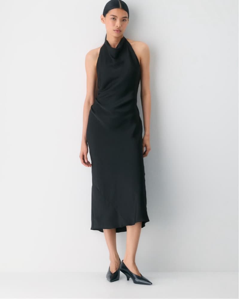 Aritzia Satin Black Backless Dress - Image 3