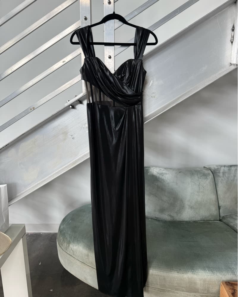Marchesa Notte Black Ruched Gown - Image 2