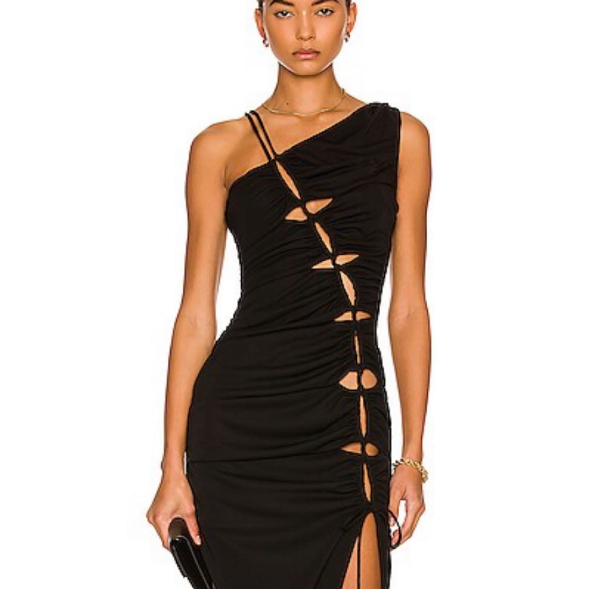 Nicholas One Shoulder Black Dress - Image 1