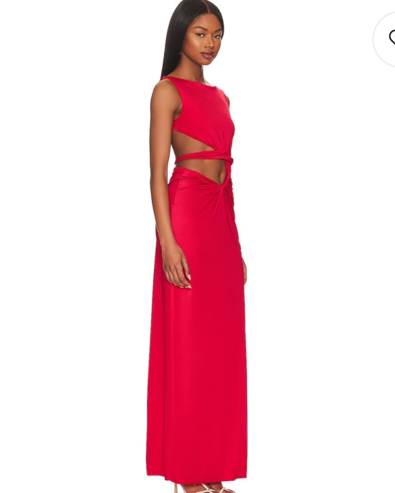 Vibrant Red Cutout Maxi Dress - Image 2