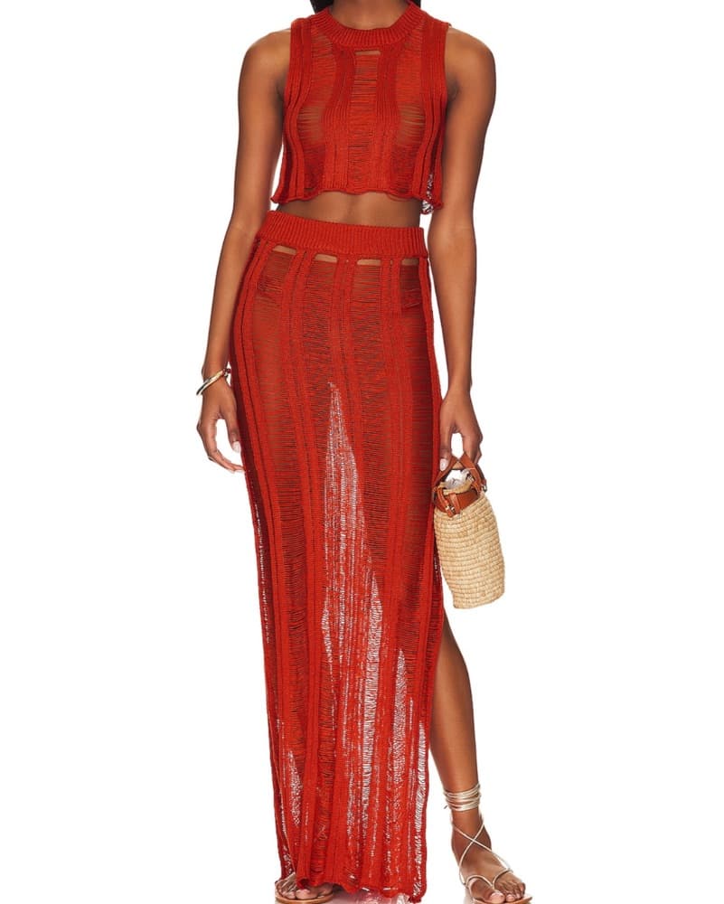 Burnt Orange Knit Two-Piece Set - Image 4