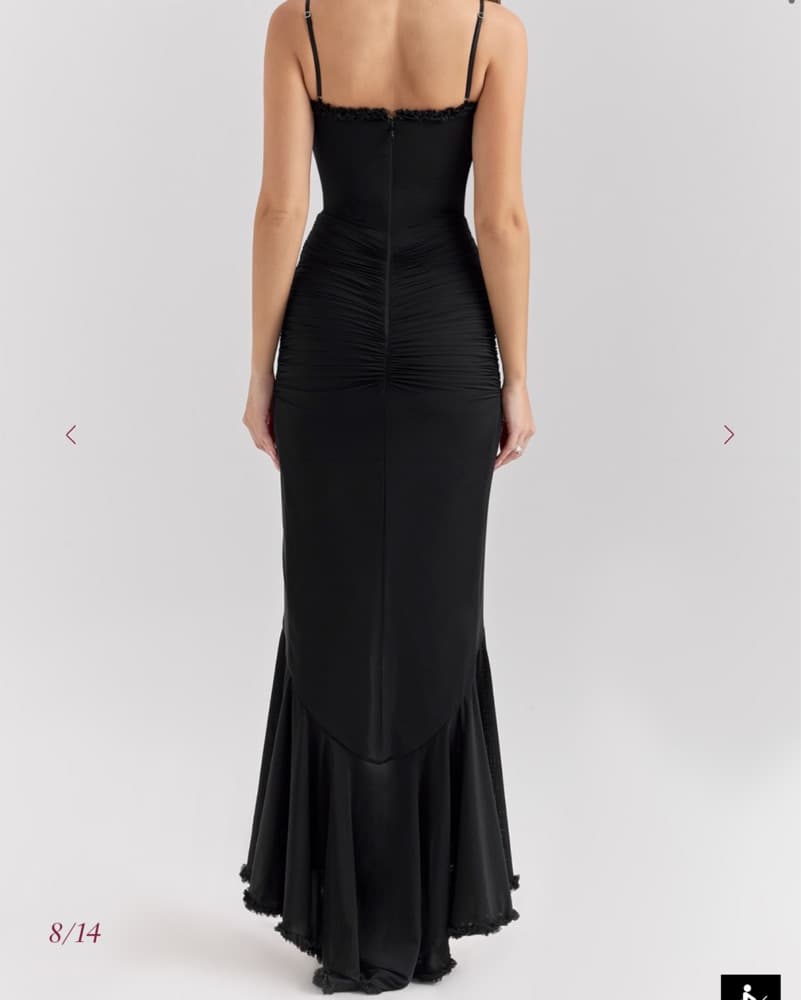 House Of Cb Gabbi BlackMesh Ruffle Dress - Image 3