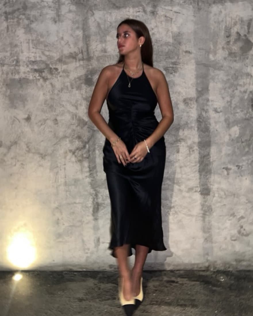 PETIT POIS Halter Silk Black Dress  - Image 1