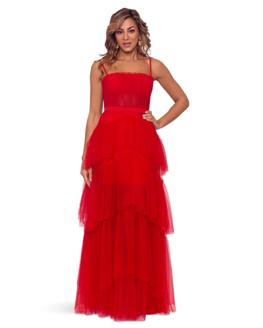 Illusion Tiered Ruffled Tulle Square Nec - Image 1