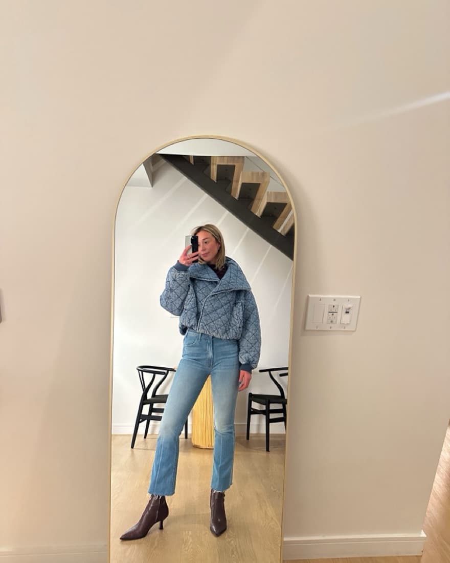 Blank NYC Quilted Denim Puffer Jacket - Image 1
