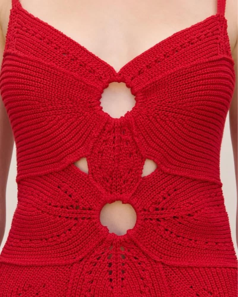 Cult Gaia Red Crotchet Dress - Image 2