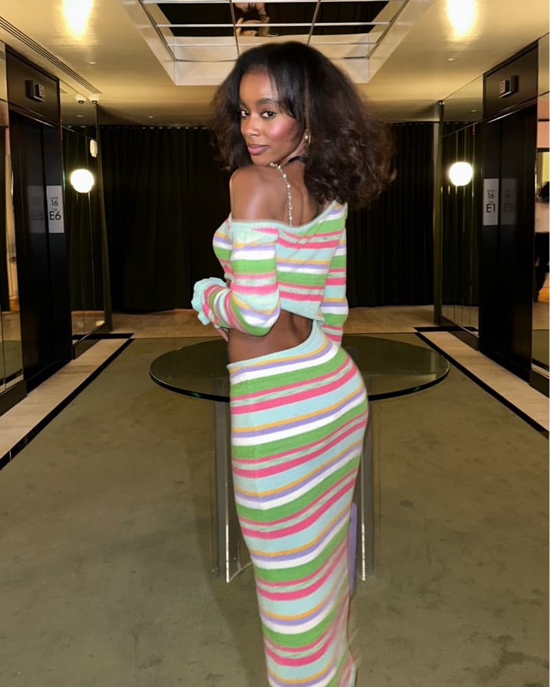 Fashion Nova Vibrant Striped Midi Dress - Image 1