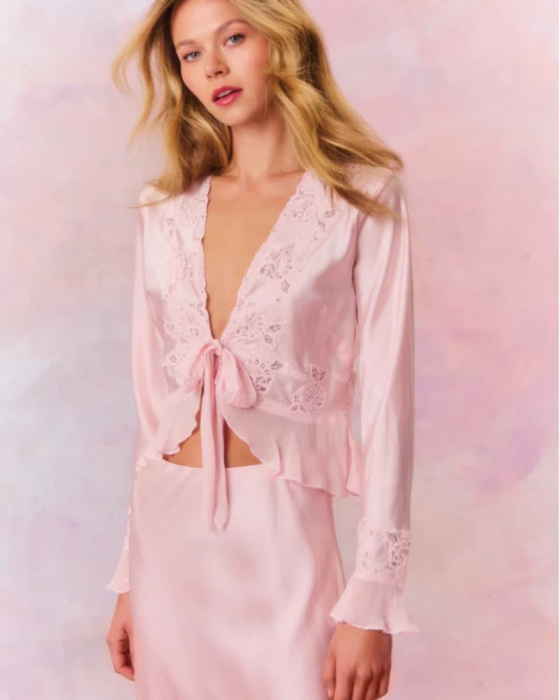 LoveShackFancy Vivetta Pink Blouse - Image 1