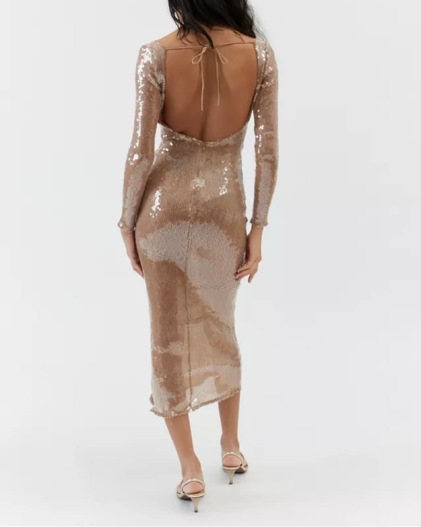 Bardot Sequin Cutout Midi Dress - Image 3