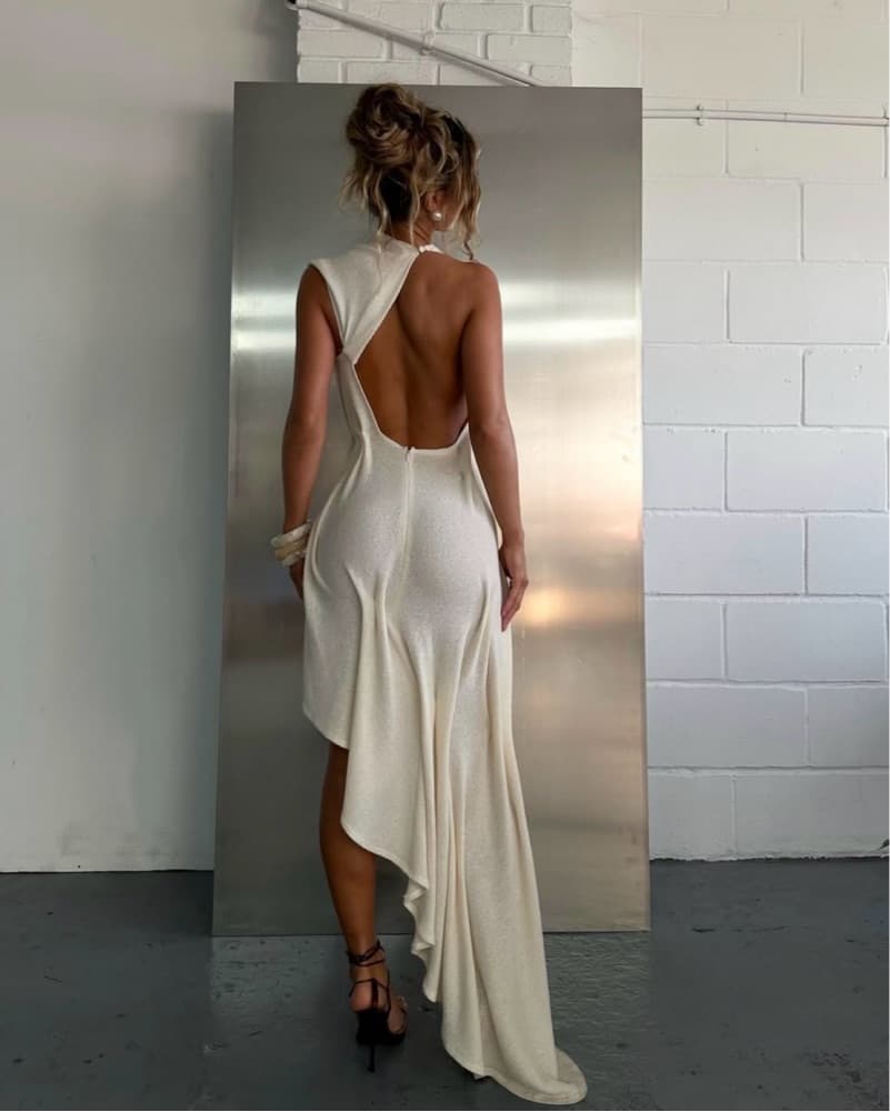 Zende Dress White/Ivory Backless SMALL - Image 2