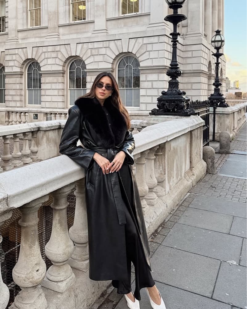Maxi Leather Trench Coat Faux - Image 1