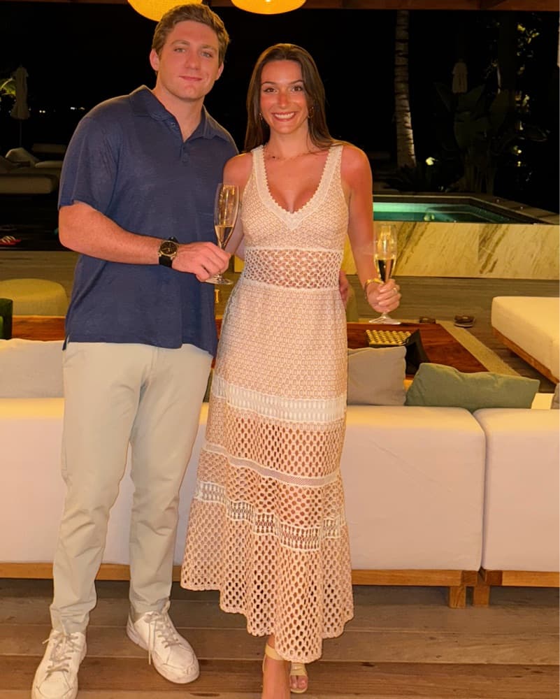 White And Rose Gold Crochet Cutout Dress - Image 1