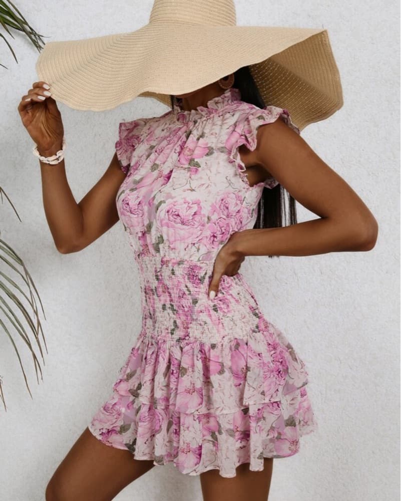 PINK FLORAL MINI DRESS - Image 2
