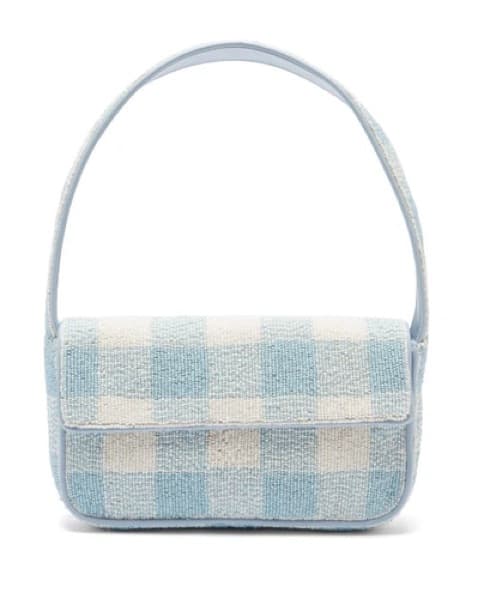 STAUD Blue Gingham Beaded Tommy Bag - Image 1
