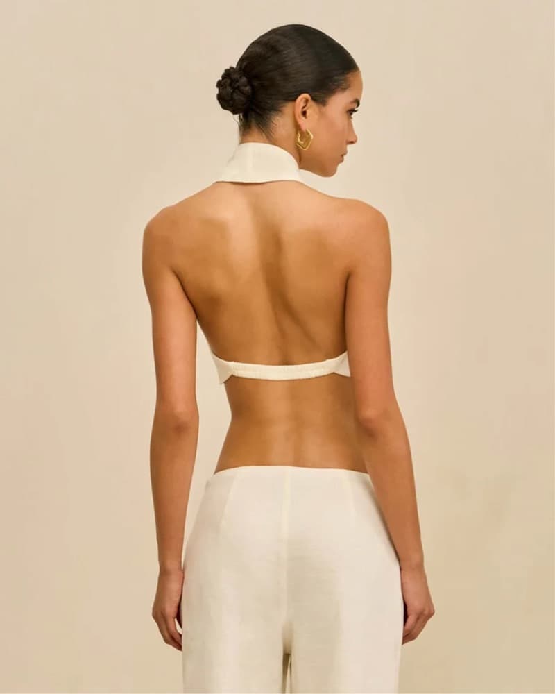Cult Gaia Diem Linen Halter Top – White - Image 2