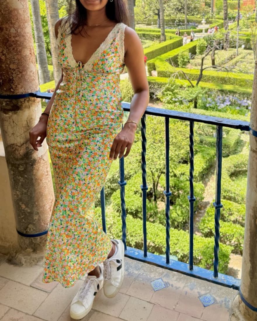 Floral Silk Midi Dress - Image 1