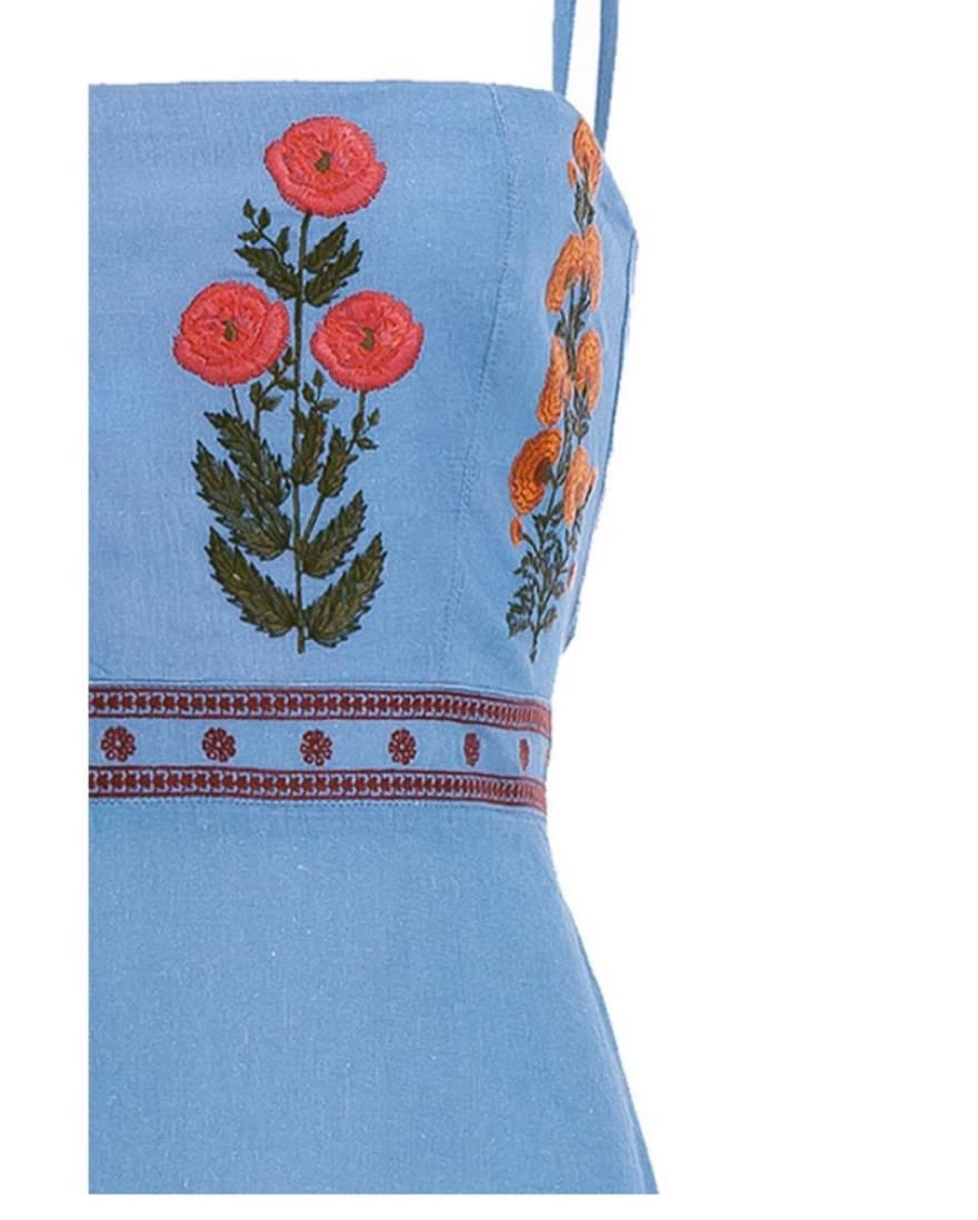 Agua By Agua Bendita Blue Linen Gown - Image 2