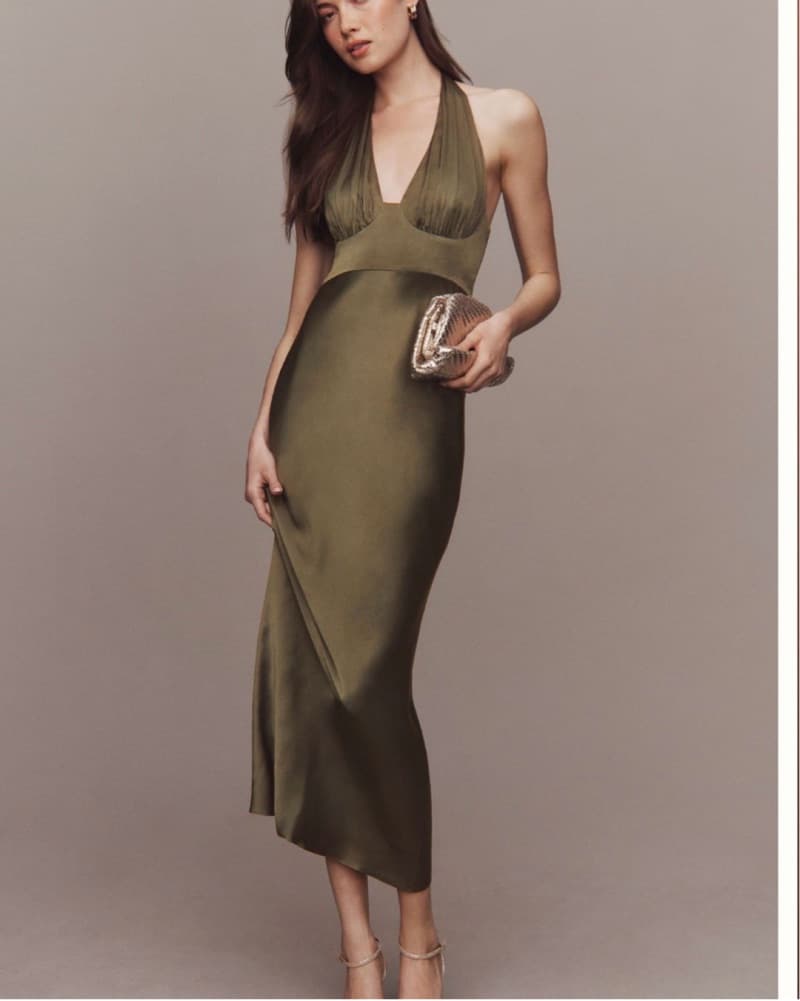 Shona Joy La Lune Halter Satin Dress - Image 2