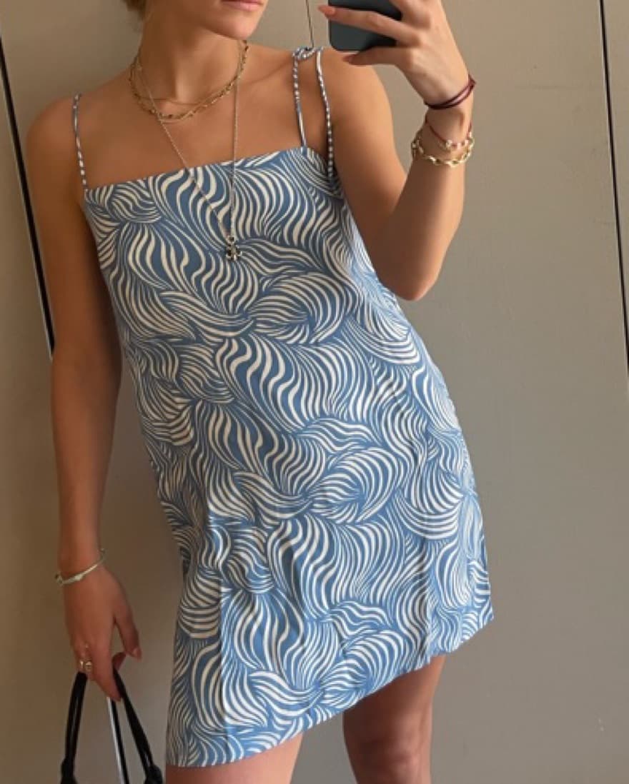 Blue And White Swirl Reformation Dress - Image 2