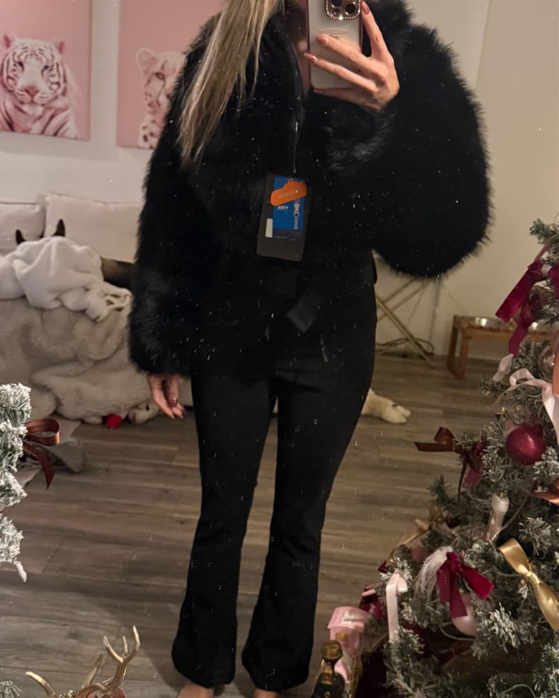 Gsou Snow Black Fur Ski Suit  - Image 1