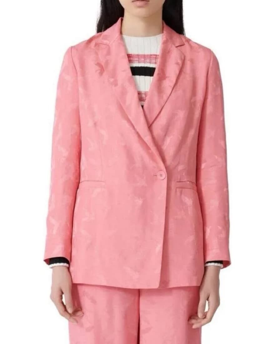 Maje Pink Silk Bird Print Blazer Sz 38 - Image 1