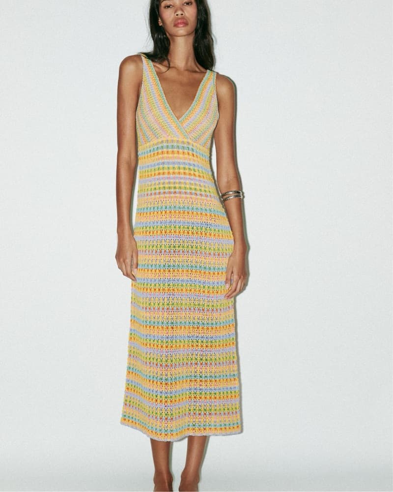 ZARA LONG CROCHET KNIT DRESS - Image 1