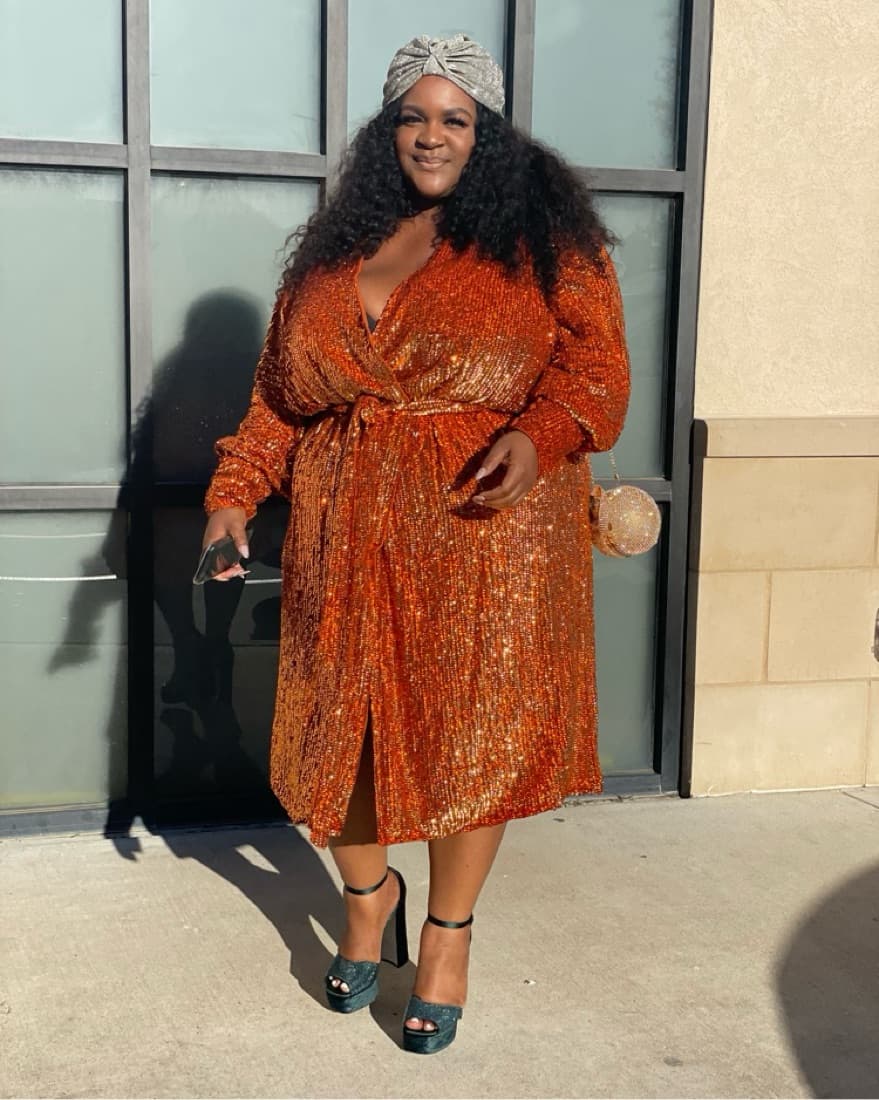 PLUS SIZE- Sequin Wrap dress - Image 1