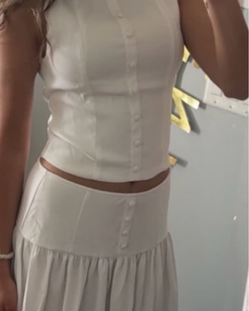 White maxi pleater skirt set - Image 2