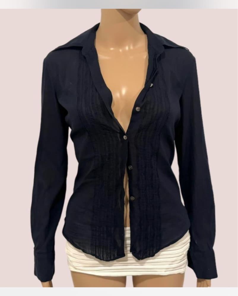 Elie Tahari Navy Button Down - Image 1