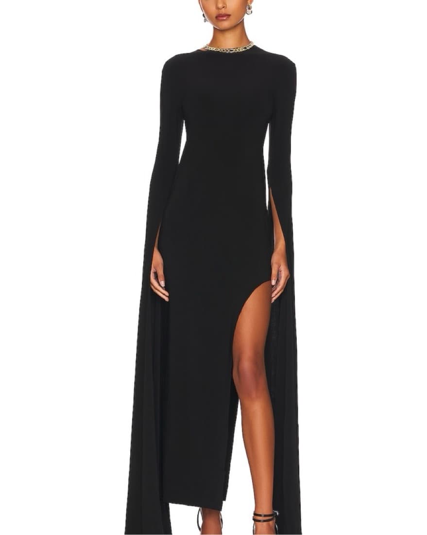 Revolve Ribbon Sleeve Gown Black - Image 1