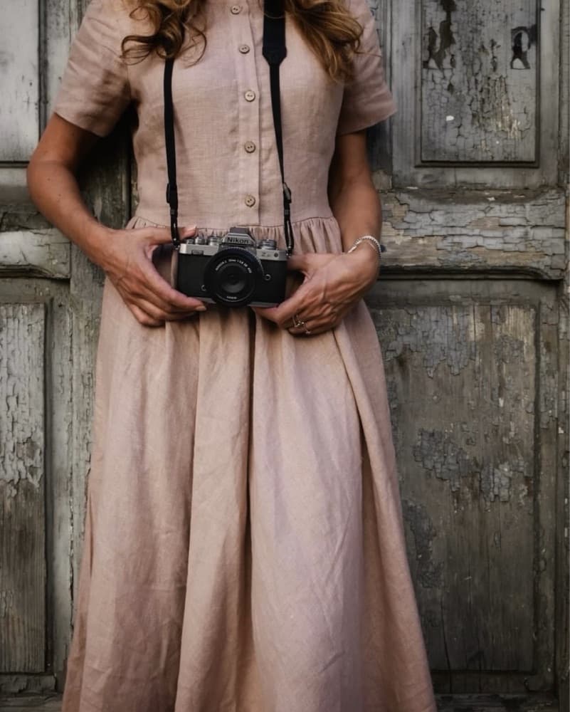 Handmade in Italy Blush Linen Midi Dress - Image 3