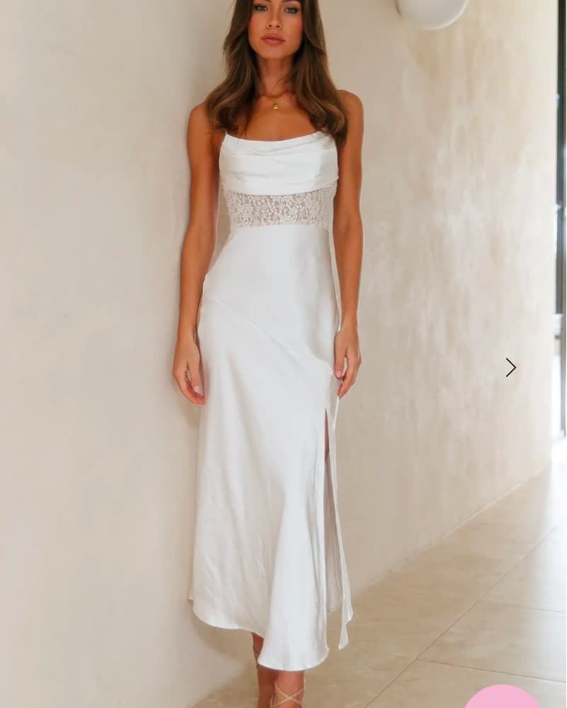 Elegant Lace-Trimmed White Dress - Image 1