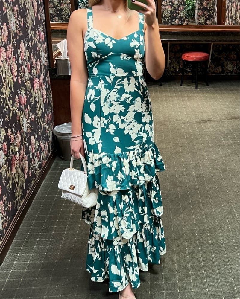 Abercrombie Tiered Green Floral Dress - Image 2