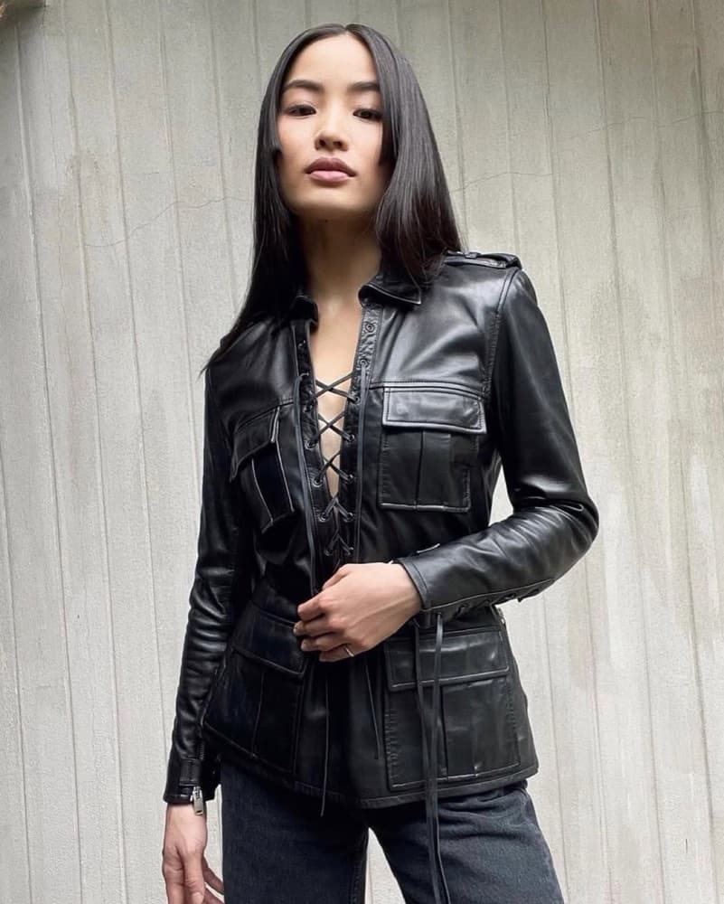 Saint Laurent Lace Up Leather Jacket  - Image 2