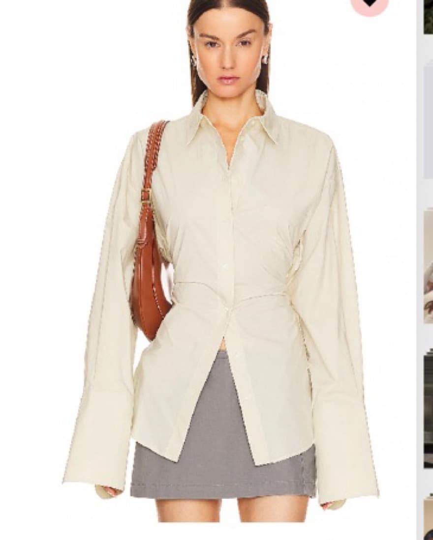 Helsa Poplin Lace Back Button Top  - Image 1