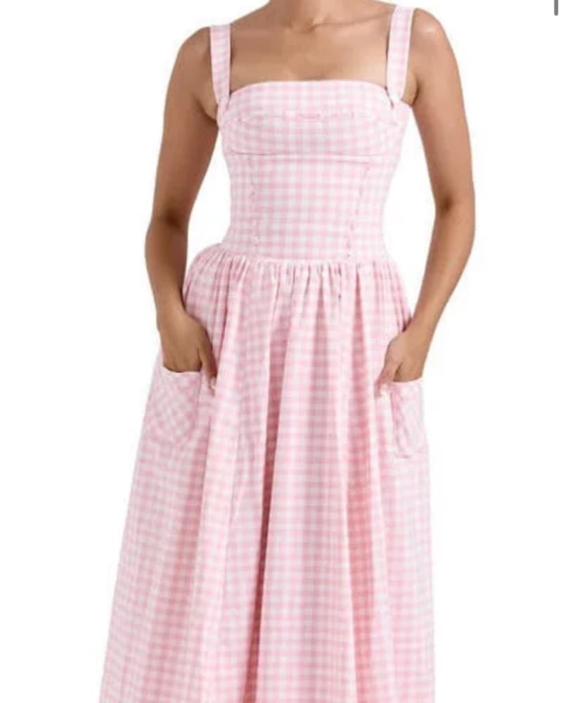 House of CB pink gingham midi dress - Image 2