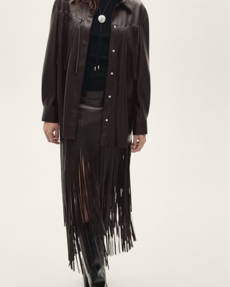 Brown Finge Midi Skirt  - Image 6