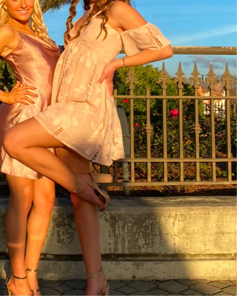 Pink Floral Off Shoulder Mini Dress - Image 5