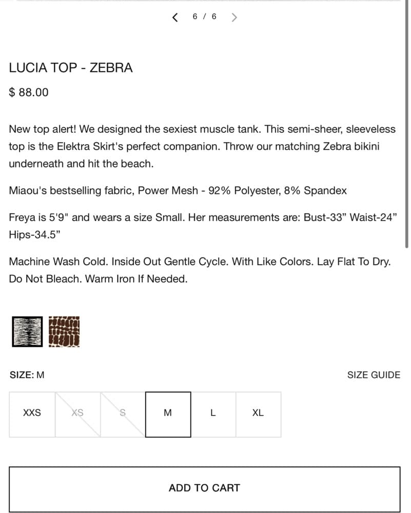 Miaou Lucia Top - Zebra  - Image 5