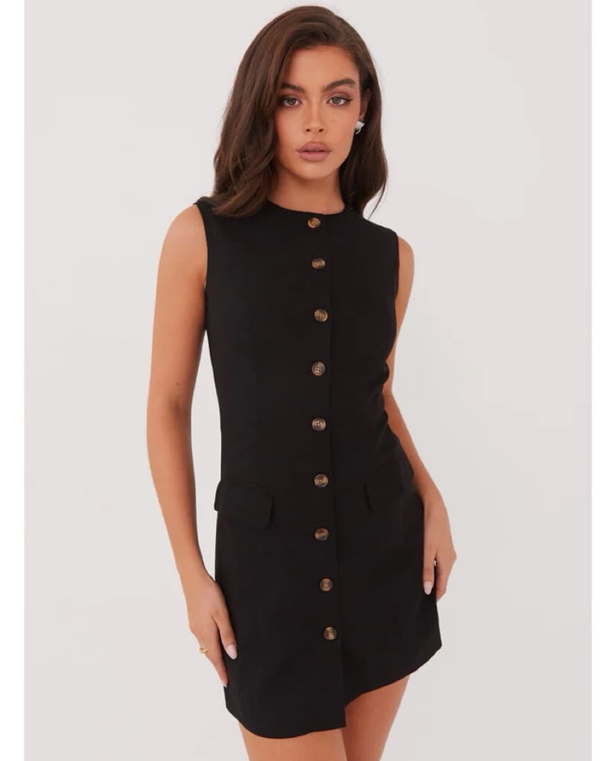 Peppermayo Black Linen Mini Dress  - Image 2