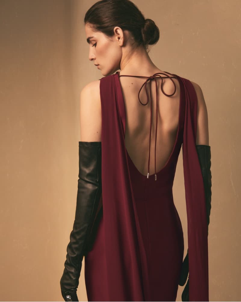 Striking Burgundy Ballgown Dress - Image 5
