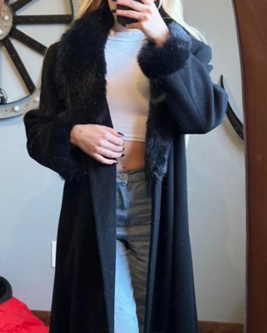 Vintage Wool Fur Trim Coat - Image 3