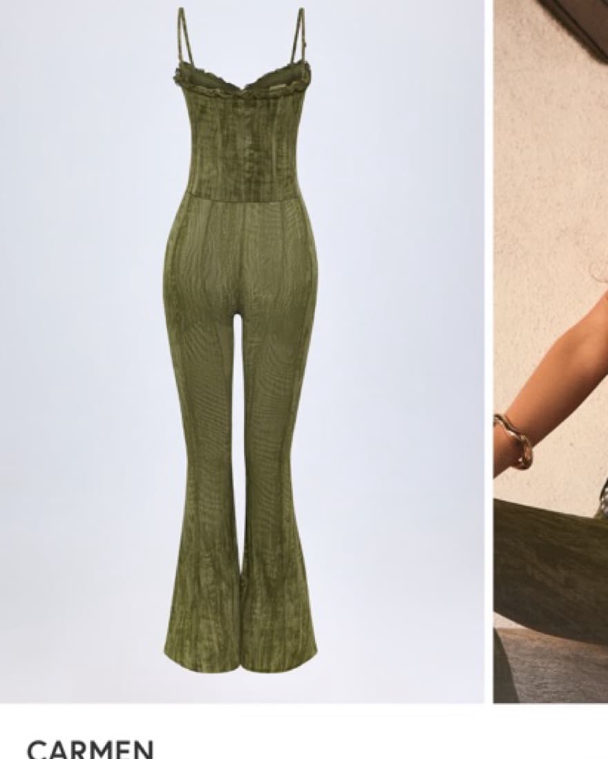 Oh Polly Carmen Green Jumpsuit  - Image 3