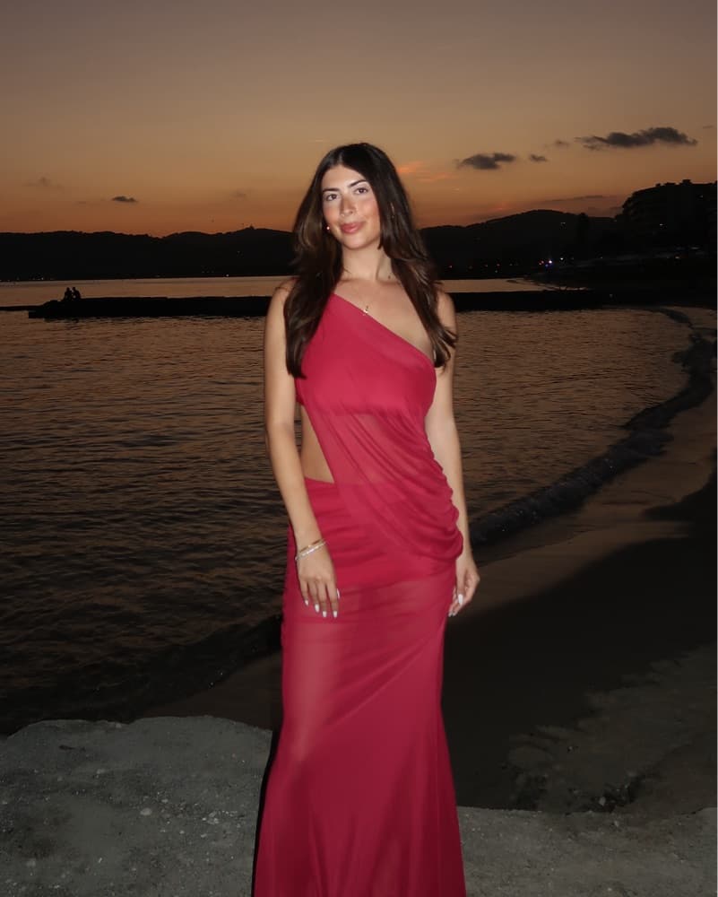 Red Mesh Skirt Set - Image 1