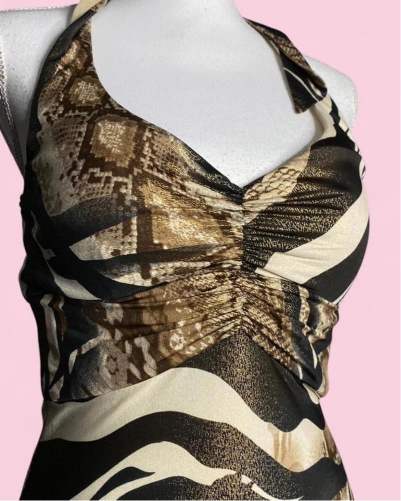 Vintage Y2K Cache Halter Dress Size L - Image 3