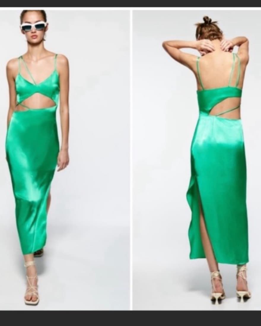 Green Cut Out Zara Dress - Image 2