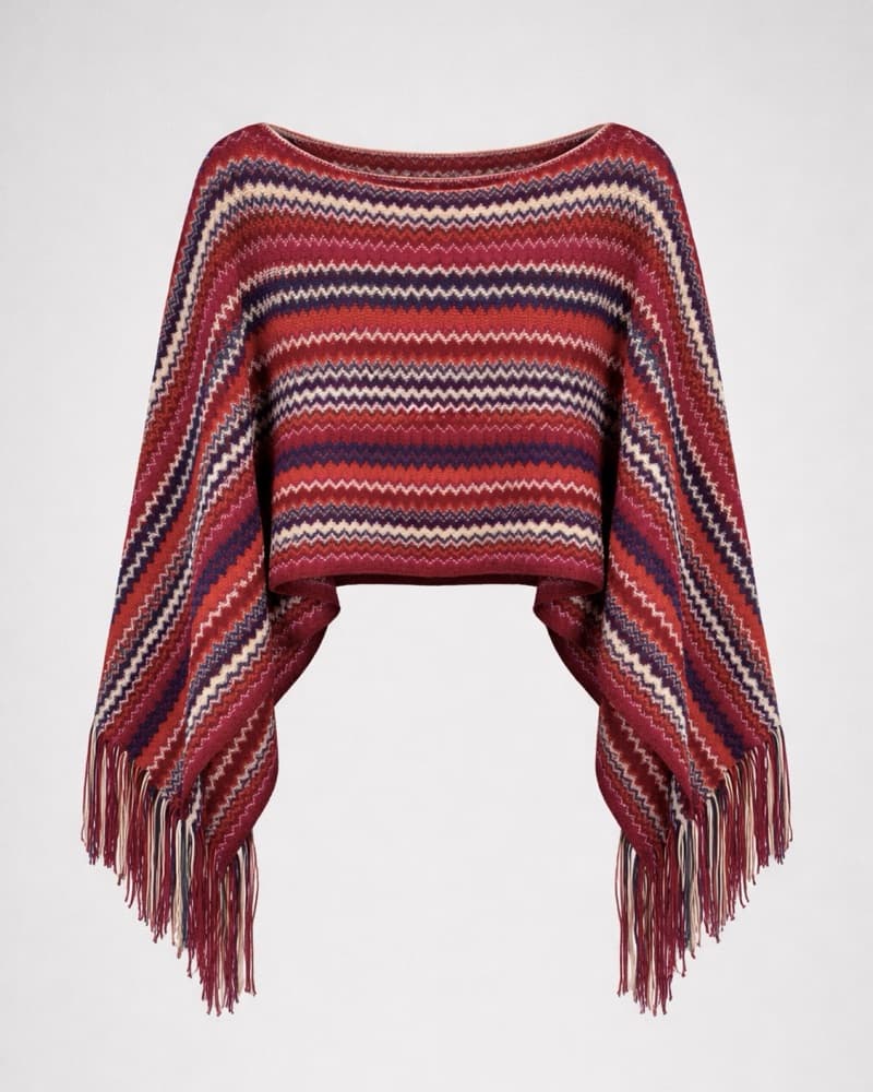 $430 Missoni Pink Fringe Wool Poncho - Image 3