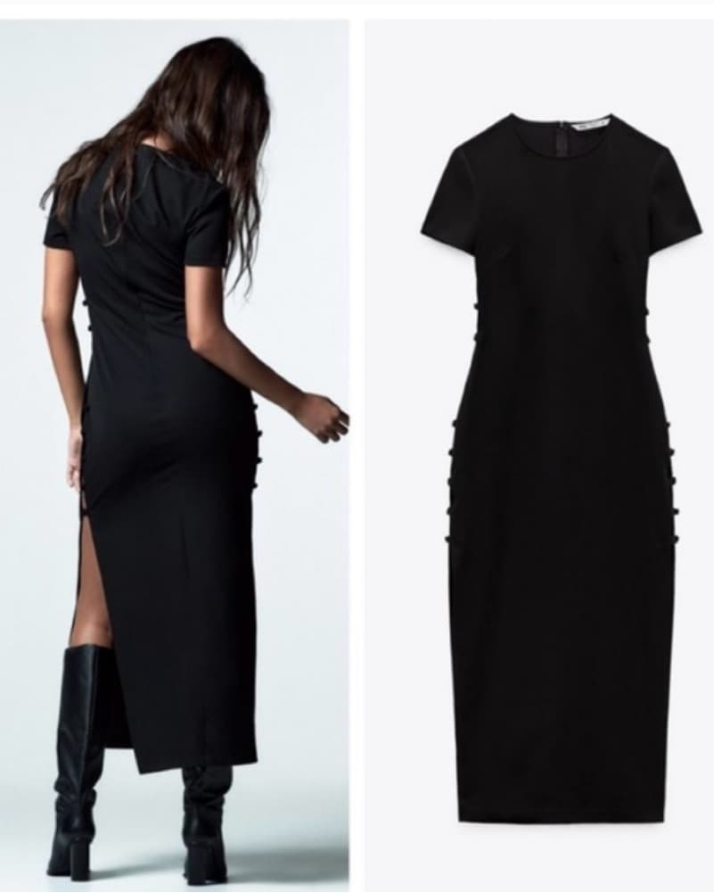 Zara Black Cut Out Side Maxi Dress - Image 2