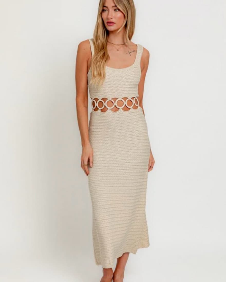 Crochet Midi Cut Out Dress  - Image 1